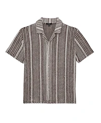Reiss Men's Aetos Crochet Stripe Cuban-Collar Shirt