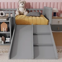 Streamdale Furniture Twin Low Loft Bed with Slide and Movable Bookshelf
