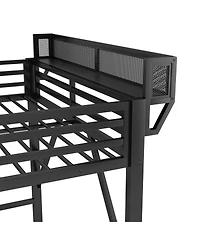 Streamdale Furniture Queen Loft Bed with Foldable Desk, Charging Station, and Storage Staircase