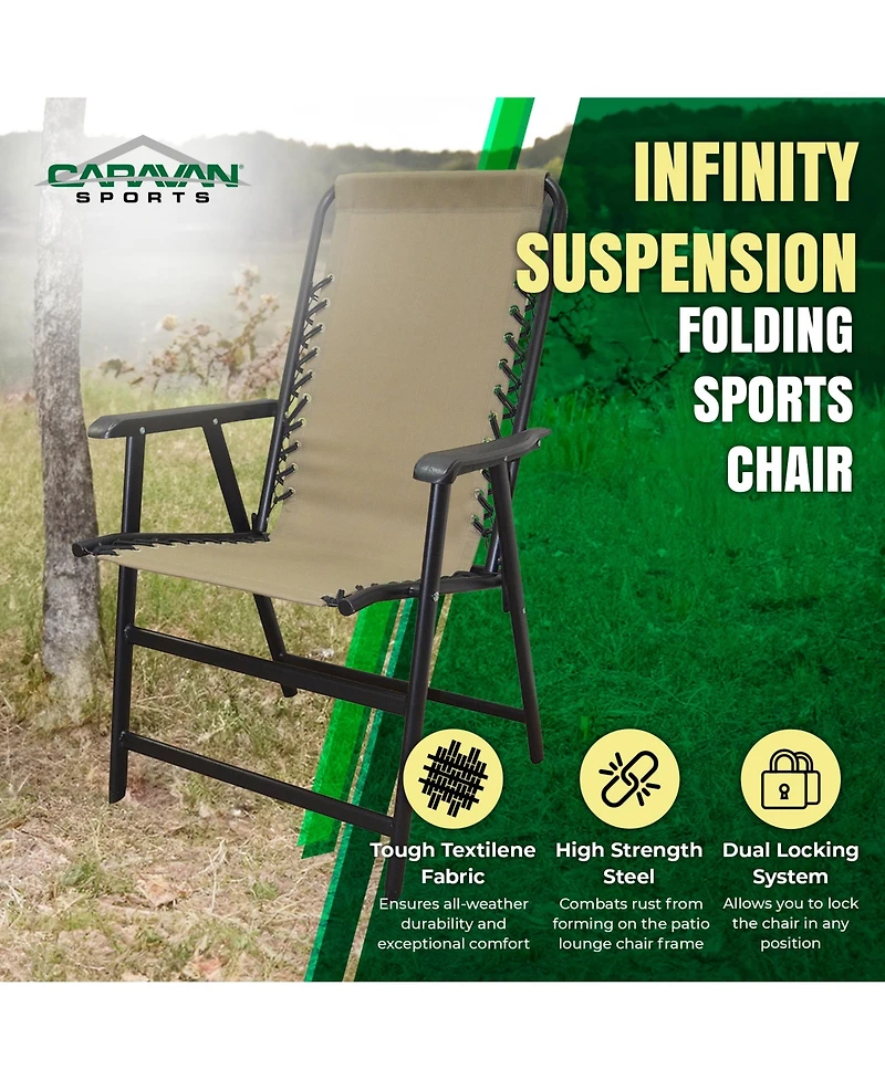 Caravan Canopy Infinity Suspension Portable Folding Sports Chair, Regular, Beige