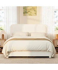 Streamdale Furniture Boucle Queen Bed Frame with Adjustable Curved Cloud Headboard