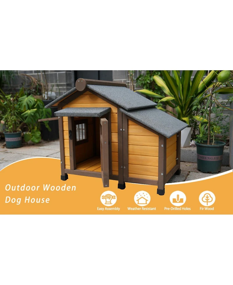 Streamdale Furniture Solid Wood Dog House: Cozy, Insulated Outdoor Shelter for Small and Medium Dogs