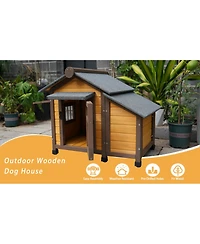 Streamdale Furniture Solid Wood Dog House: Cozy, Insulated Outdoor Shelter for Small and Medium Dogs