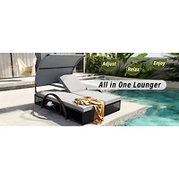 Streamdale Furniture Steel Frame Double Sun Lounger with Adjustable Backrest and Side Table