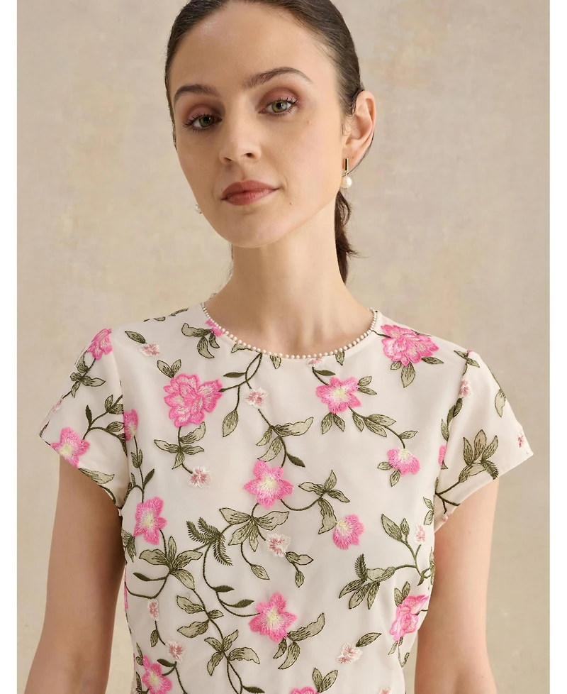 Hobbs London Women's Tia Embroidered Floral Midi Dress