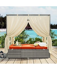 Streamdale Furniture Adjustable Outdoor Sun Lounger with Canopy and Removable Cushion