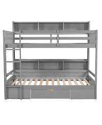 Streamdale Furniture Twin Bunk Bed with Built-in Shelves and Storage Drawer