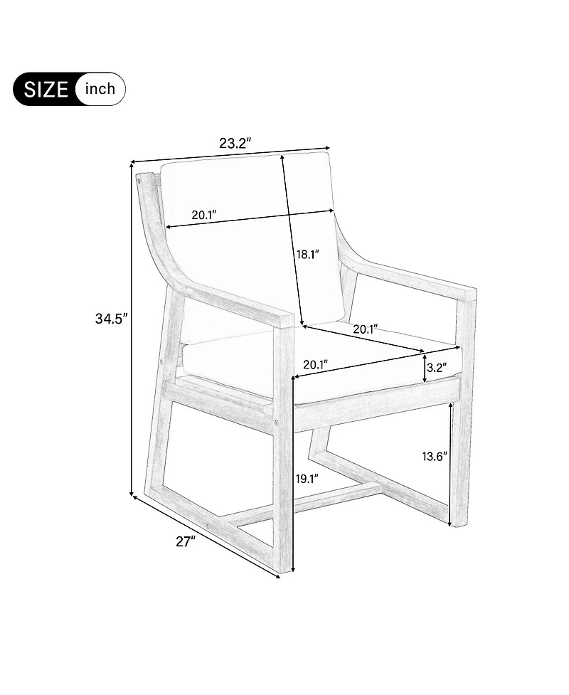 Streamdale Furniture Outdoor Chairs for Patio, Backyard, Garden, Light Teak Wood+ Cushion