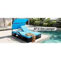 Streamdale Steel Frame Double Sun Lounger with Adjustable Backrest and Side Table