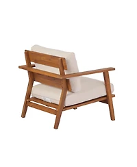 Streamdale Furniture Mid-Century Modern Acacia Wood Outdoor Club Chair with Cushions