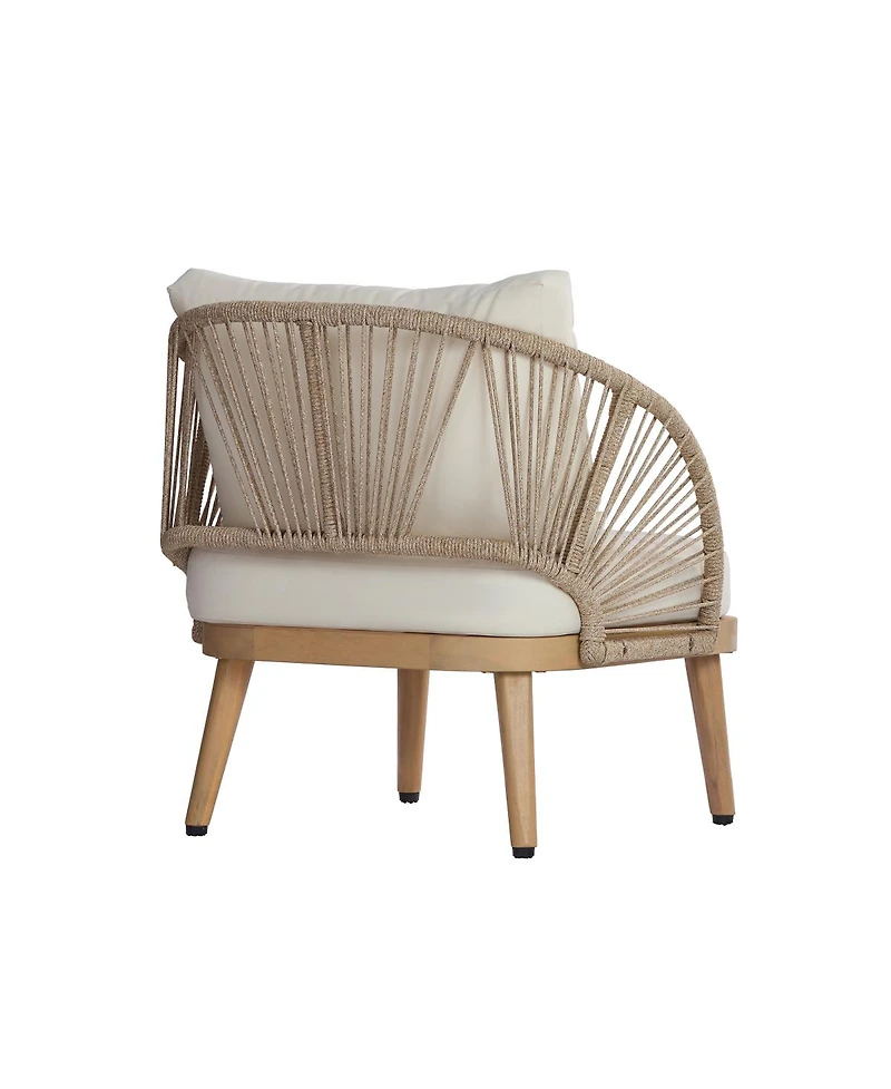 Streamdale Furniture Acacia Wood Outdoor Club Chair with Rope Accents and Weather-Resistant Cushion