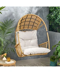 Streamdale Furniture Wicker Basket Hanging Chair with Water-Resistant Cushion (Stand Not Included)