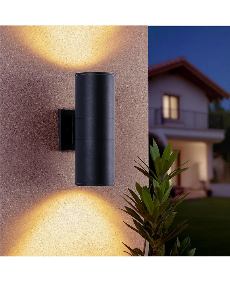 Midola Modern Outdoor Porch Light Patio Light in 2 Lights with Aluminum Cylinder and Tempered Glass Cover Waterproof Wall Sconce 2 Pack