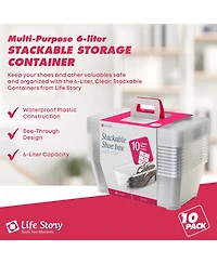 Life Story 6L Shoe and Closet Storage Box Stacking Containers, Clear (10 Pack)