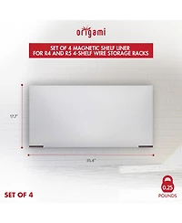Origami Magnetic Wire Shelf Liners for R4/R5 Series Storage Racks, (Set of 4)