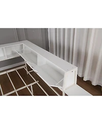 Streamdale Furniture Full Size Corner Bed Frame With Storage, Led Lights, And Charging Station