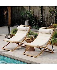 Streamdale Furniture 2-Piece Rattan Folding Patio Chair Set with Adjustable Backrest