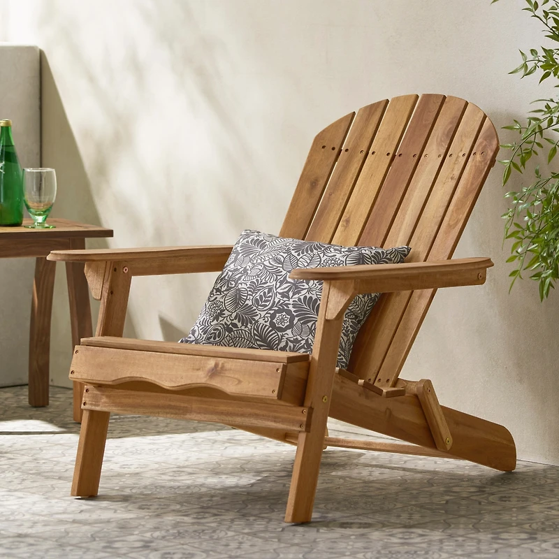 Streamdale Furniture Folding Wooden Adirondack Chair - Teak Finish Outdoor Patio Lounge Furniture