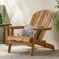 Streamdale Furniture Folding Wooden Adirondack Chair - Teak Finish Outdoor Patio Lounge Furniture
