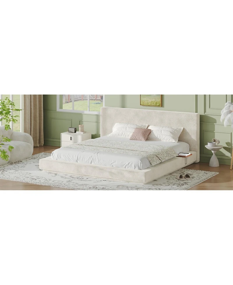 Streamdale Furniture King Bed with Adjustable Side Tables and Cloud Upholstered Cushion
