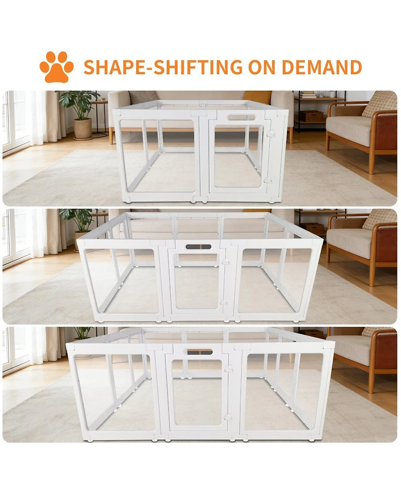 Streamdale Furniture Clear Acrylic Indoor Playpen For Puppies, Rabbits, And Cats (10 Panels
