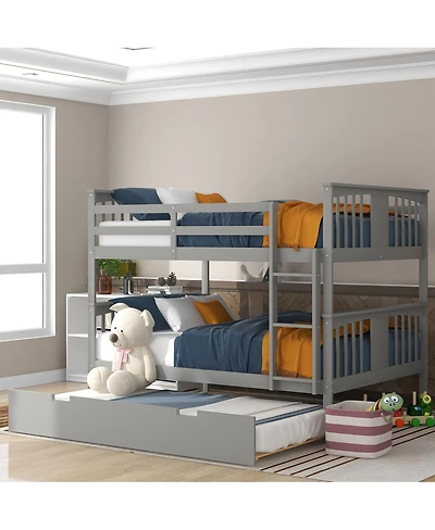 Streamdale Furniture Full over Full Bunk Bed with Twin Size Trundle and Ladder