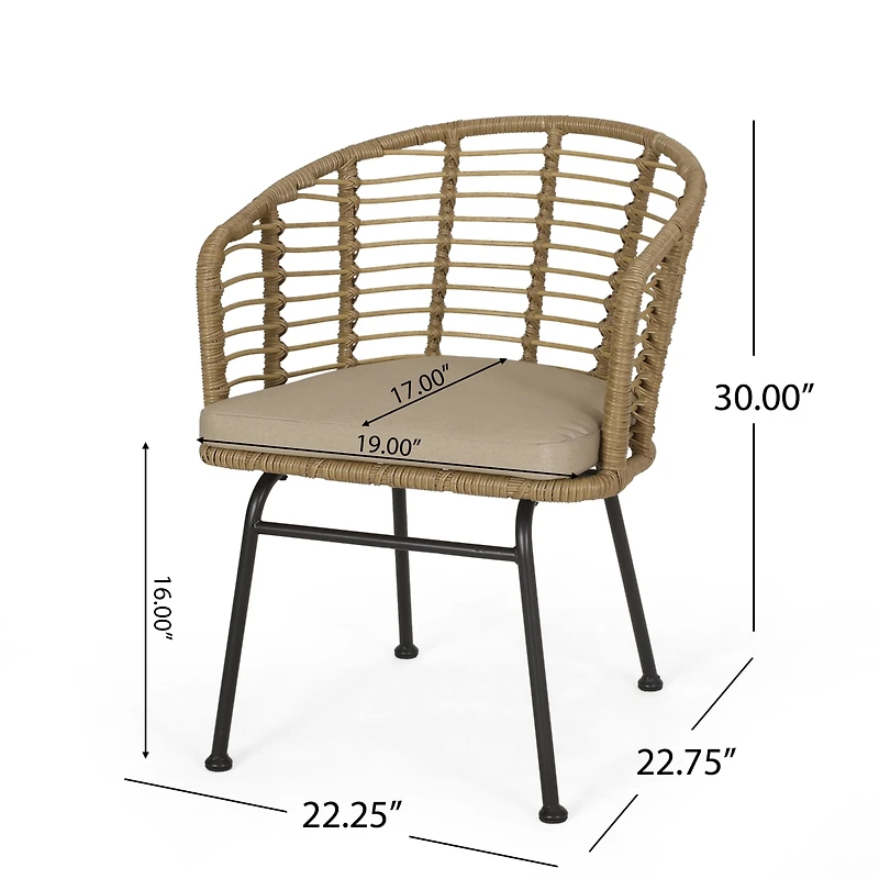 Streamdale Furniture Modern Wicker Tub Chair Set with Water-Resistant Cushions - 2-Piece Set