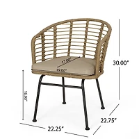 Streamdale Furniture Modern Wicker Tub Chair Set with Water-Resistant Cushions - 2-Piece Set