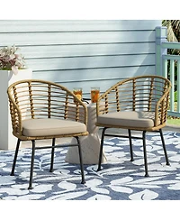 Streamdale Furniture Modern Wicker Tub Chair Set with Water-Resistant Cushions - 2-Piece Set