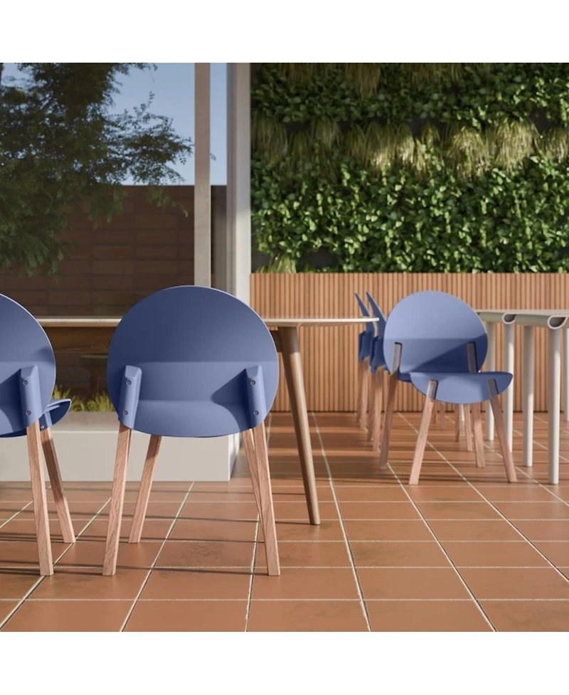 Streamdale Furniture Summer 4-Pack Grey Blue Chairs with Red Oak Legs