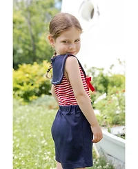 Florence Eiseman Big Girl Stripe Knit Shorts Romper With Sailor Collar