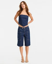 Bar Iii Women's Denim Cargo Shorts, Macy's Exclusive