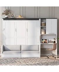 Streamdale Furniture Multi-Functional Murphy Bed With Sofa, Desk, And Storage - Queen Size