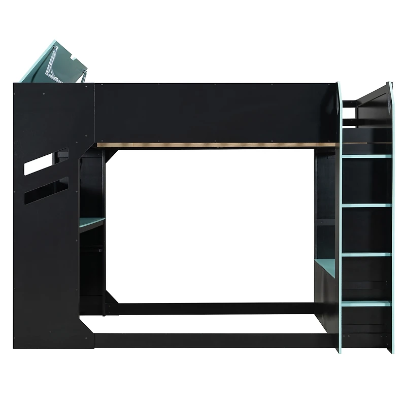 Streamdale Furniture Full Size Wood Loft Bed with Desk, Storage