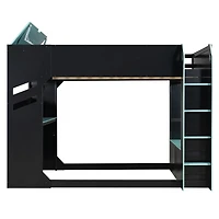 Streamdale Furniture Full Size Wood Loft Bed with Desk, Storage