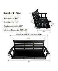 Innovaze 3-Seater Extra Large Wooden Porch Swing, Ergonomic Seat, Bench Swing with Hanging Chains and Springs
