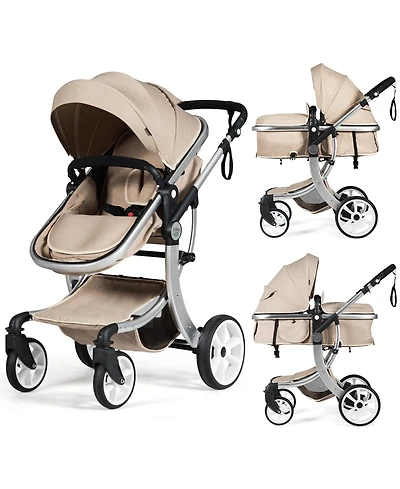 2-in-1 Baby Stroller High Landscape Infant Stroller w/ Reversible Seat