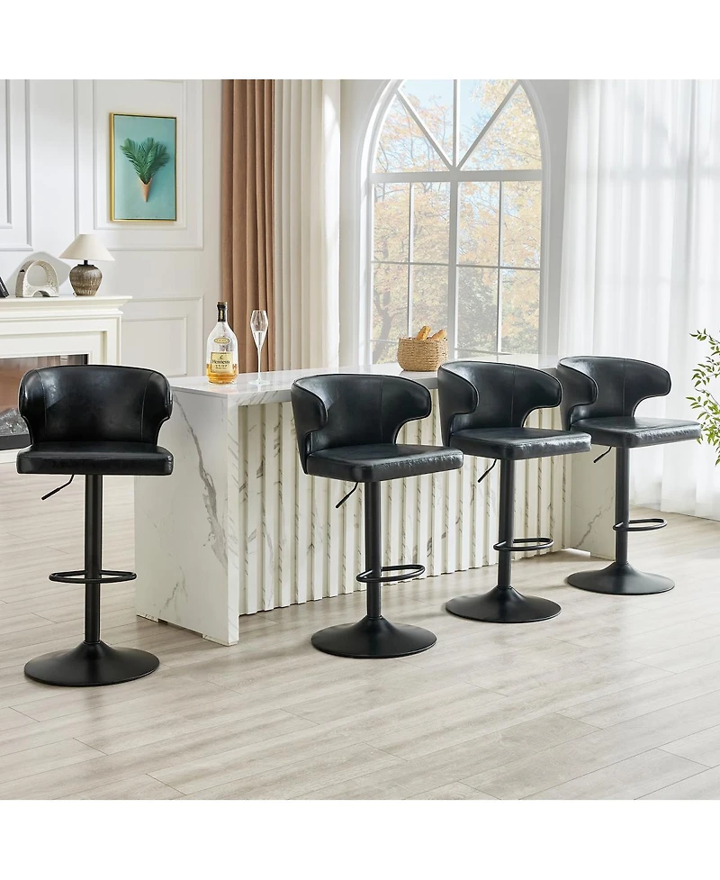 Streamdale Furniture Adjustable Swivel Bar Stools with Backrest, 300lb Capacity ( 4-Pack)