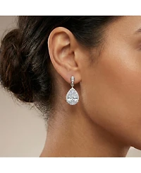 Rachel Glauber White Gold Plated Cubic Zirconia Halo Teardrop Earrings