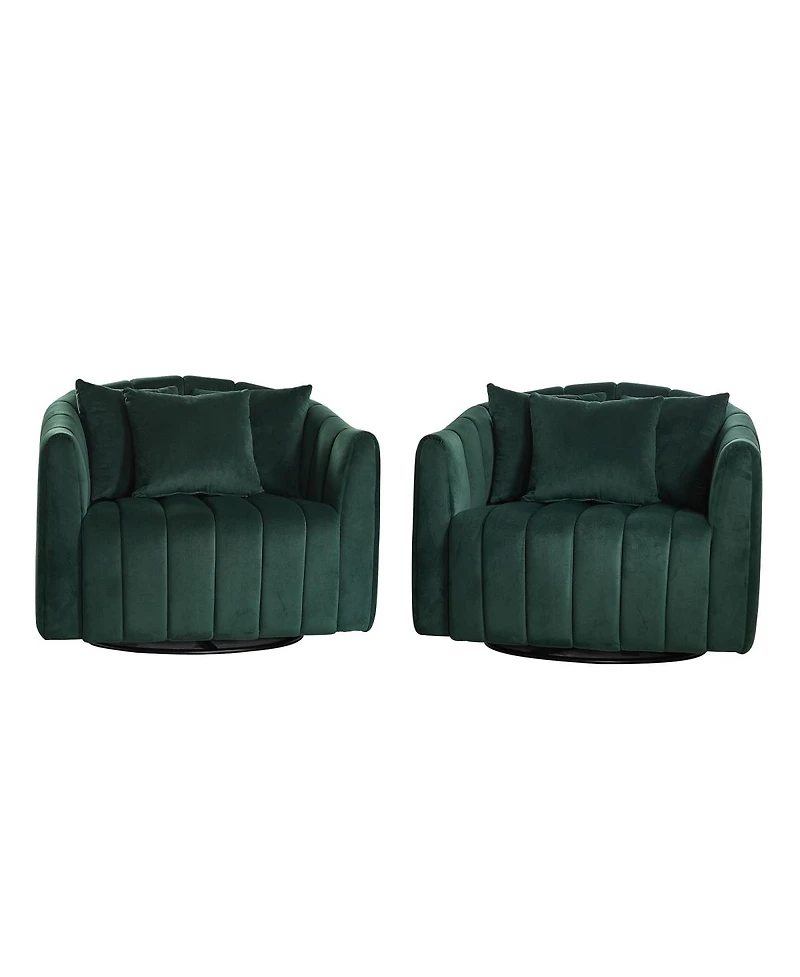 Streamdale Furniture Upholstered 360degree(s) Swivel Barrel Chair and Half with 3 Pillows,