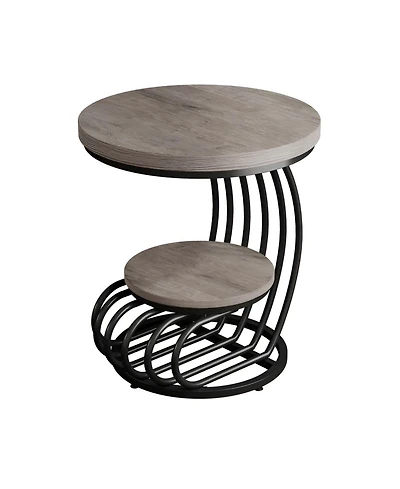 Slickblue 2 Tier Faux Marble Side Table for Living Room and Bedroom