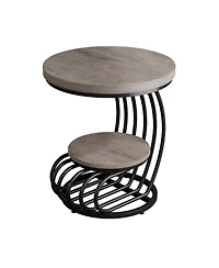 Slickblue 2 Tier Faux Marble Side Table for Living Room and Bedroom