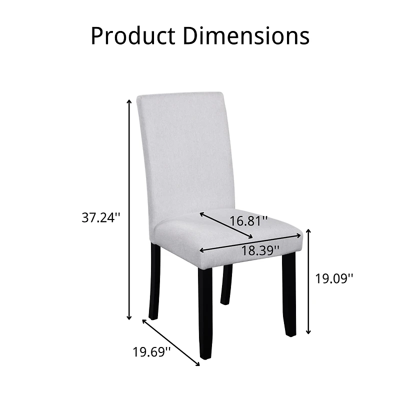 Streamdale Furniture Set of 4 Upholstered Fabric Dining Chairs with Wood Legs