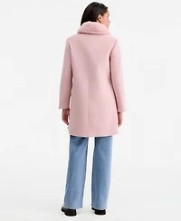 CeCe Women's Faux-Fur Club Collar Mid-Length Lined Coat