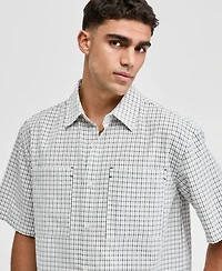 Mode of One Men's Plaid Seersucker Short-Sleeve Shirt, Macy's Exclusive