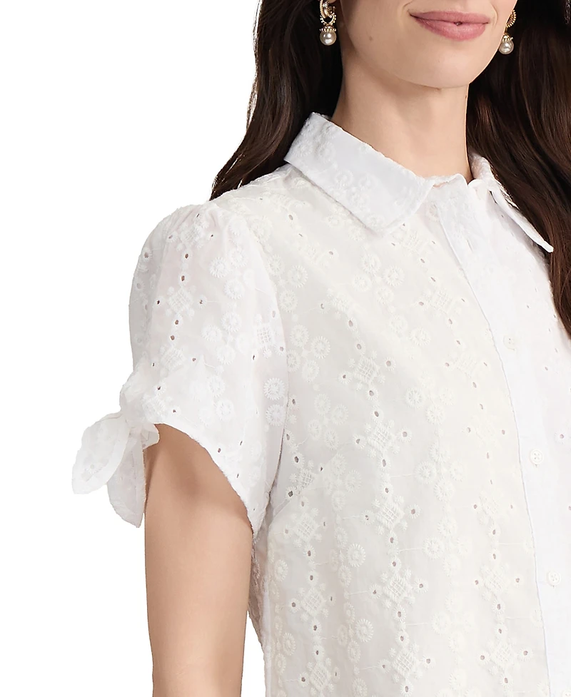 Jones New York Petite Button-Front Short-Sleeve Blouse