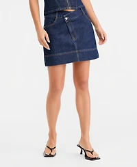 Bar Iii Women's Denim Asymmetrical Mini Skirt, Macy's Exclusive