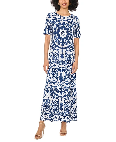 Vince Camuto Women's Crewneck Printed Maxi Dress