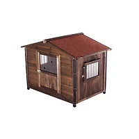 Streamdale Furniture Large Wooden Cabin-Style Dog Kennel with Iron Frame