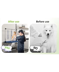 Streamdale Furniture 47 Inch Foldable Stainless Steel Dog Grooming Table with Adjustable Arms and Tray
